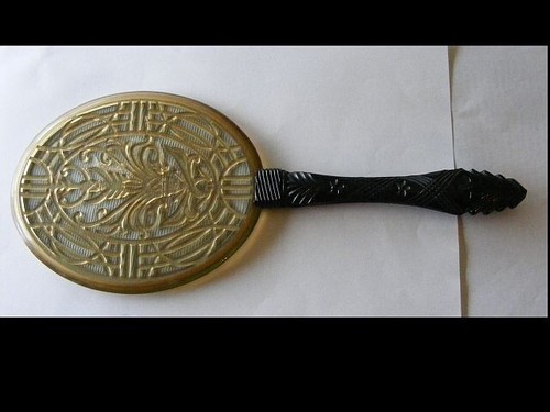 Vtg hand mirror bakelite - hand,